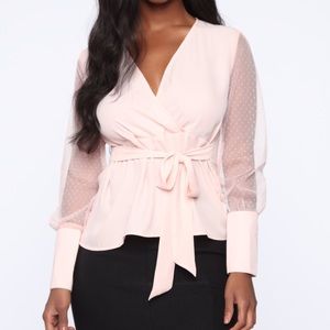 Fashion nova tie front blouse